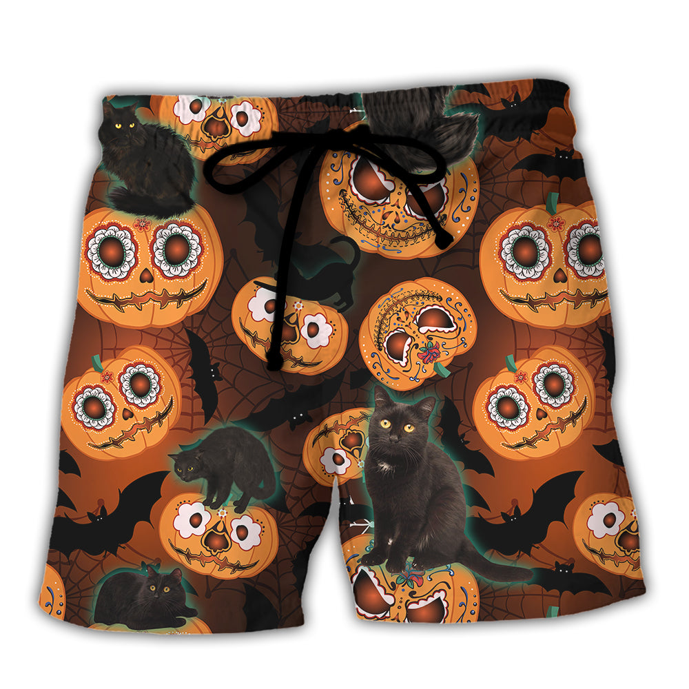 Halloween Cat Fun Spooky Theme Beach Shorts For Coastal Trips And Outdoor Wear