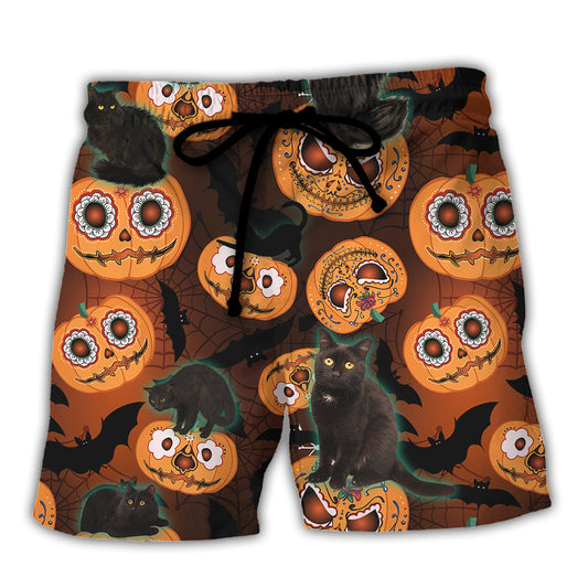 Halloween Cat Beach Shorts For Island Getaways And Everyday Comfort