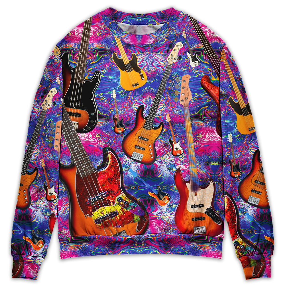 Purple Guitar Music Sweater For Rehearsals Weekend Outings And Expressive Casual Styling