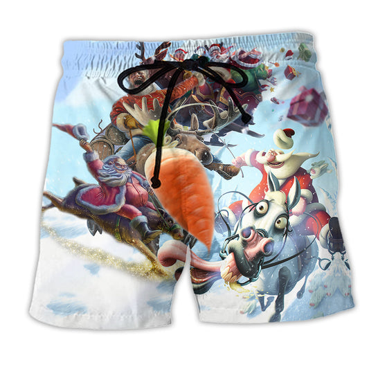 Christmas Santa Beach Shorts For Tropical Holidays And Relaxed Casual Wear
