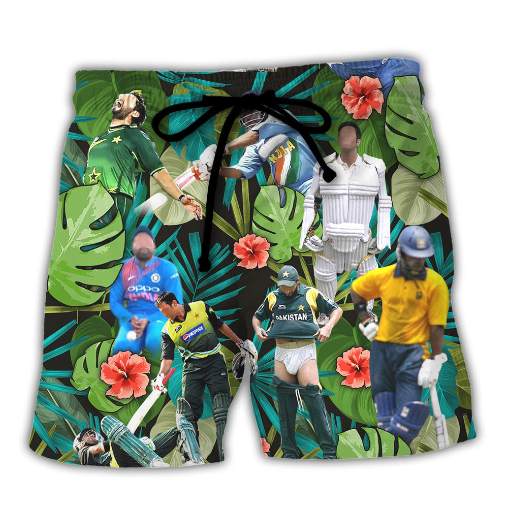 Tropical Cricket Beach Shorts For Holiday Cruises And Leisure And Relaxation