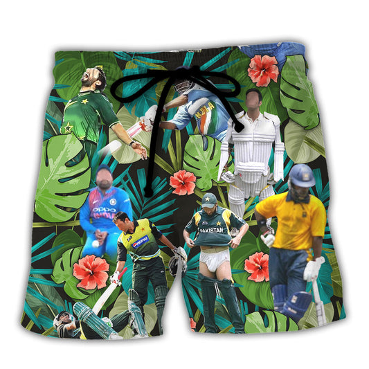Tropical Cricket Beach Shorts For Holiday Cruises And Leisure And Relaxation