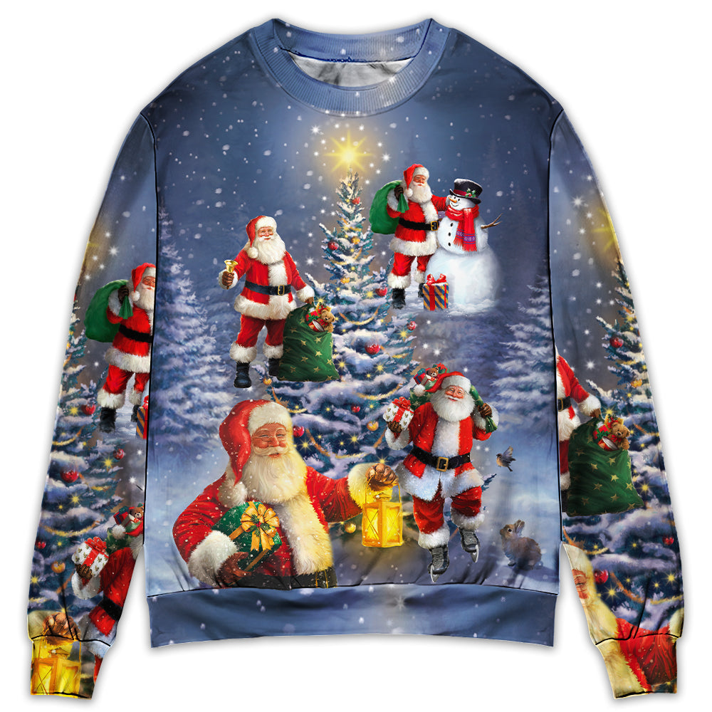 Christmas Santa Holiday Lights Xmas Tree Sweater For Holiday Parties Family Gatherings And Seasonal Gift Giving