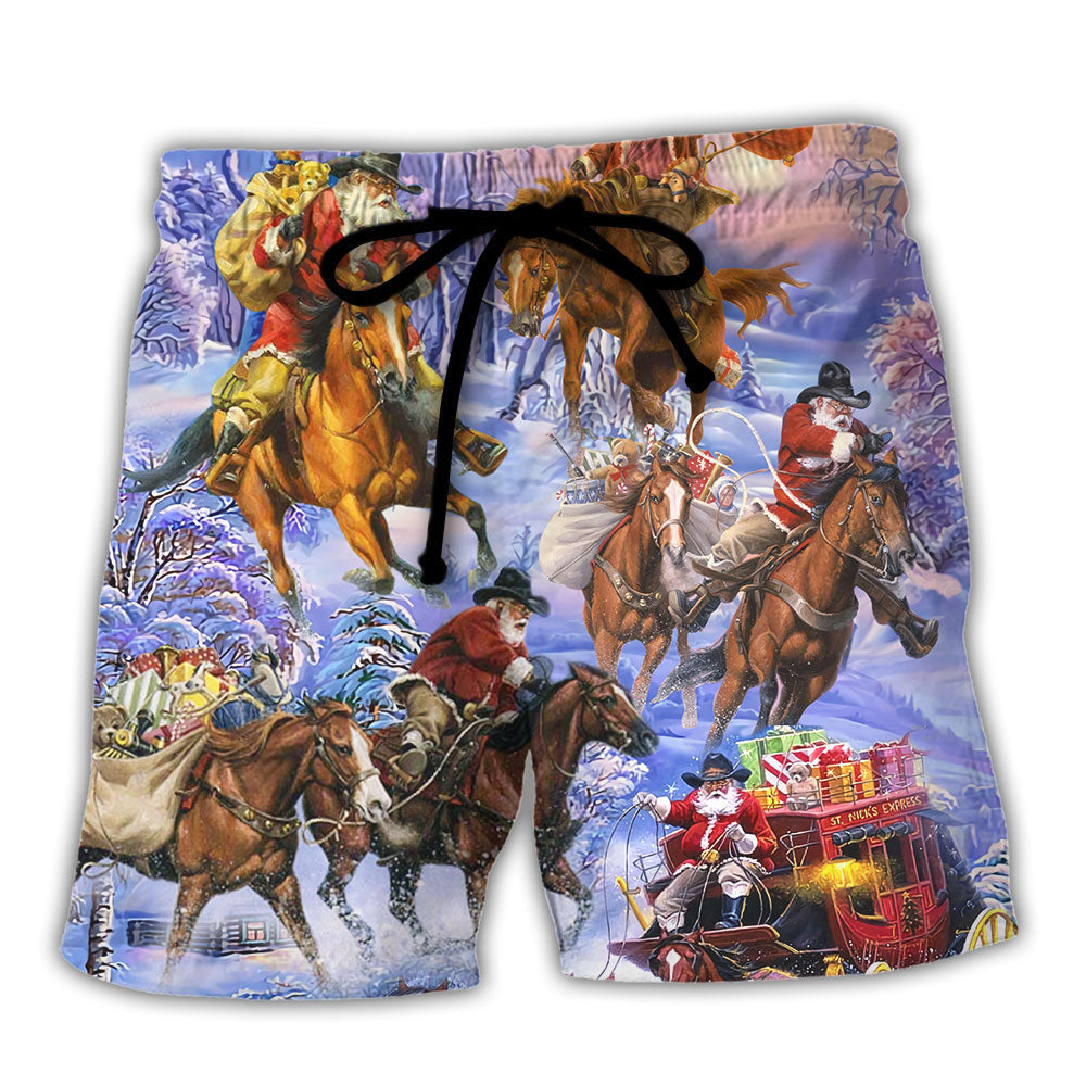 Christmas Santa Horse Beach Shorts For Warm Weather Outings And Lightweight Summer Style