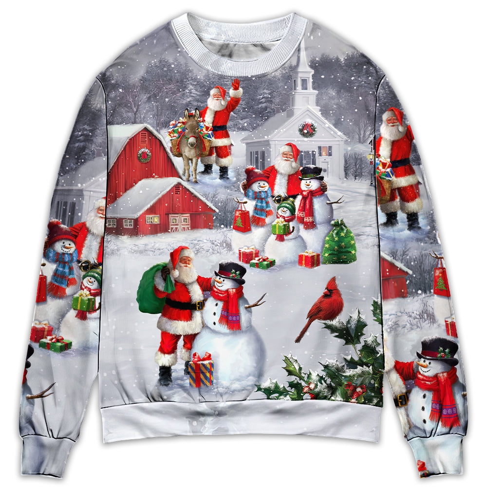 Christmas Santa Snowman Family Town Sweater For Holiday Travel Winter Outings And Cheerful Gift Giving