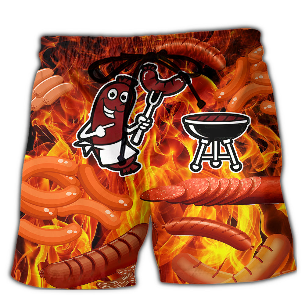 Sausage Humor Party Quote Beach Shorts Design Detail For Coastal Escapes And Daily Wear
