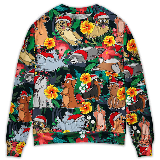 Christmas Dog Santa Merry Xmas Sweater For Festive Family Events Casual Wear And Holiday Gift Giving