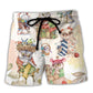 Owl Knitting Happy Craft Lover Beach Shorts For Animal Lover Vacation Wear