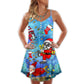 Christmas Santa Diving Funny V-Neck Sleeveless Cami Dress For Festive Events And Casual Summer Styling