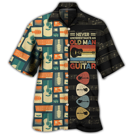 Guitar Creative Pattern Hawaiian Shirt Detailed Pattern View For Casual Outings