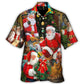 Christmas Santa Gift Hawaiian Shirt Artwork Detail For Tropical Trips And Casual Outings