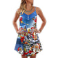 Santa Drinking Party Funny V-Neck Sleeveless Cami Dress For Festive Gatherings Travel And Casual Holiday Styling