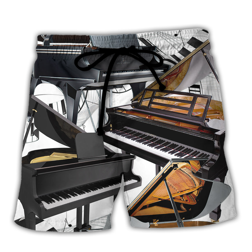 Piano Beach Shorts For Summer Vacations And Easy Warm Weather Wear