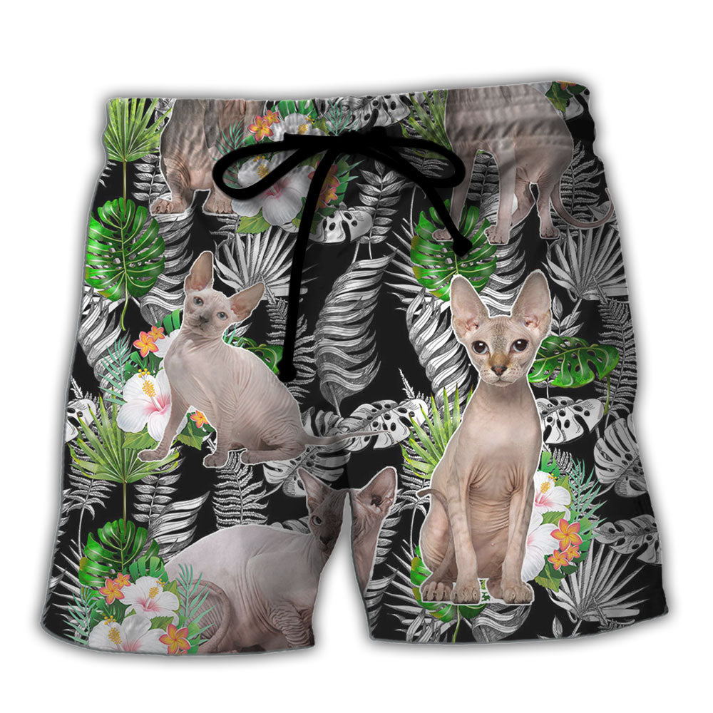 Sphynx Cat Lover Tropical Style Beach Shorts For Island Getaways And Comfort