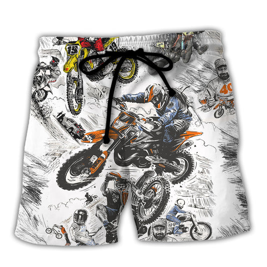 Motorcycle Ride Hard Cool Spirit Beach Shorts For Vehicle Lover Vacation Wear