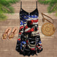 Skull Love America Forever V-Neck Sleeveless Cami Dress For Alternative Festivals And Bold Summer Style