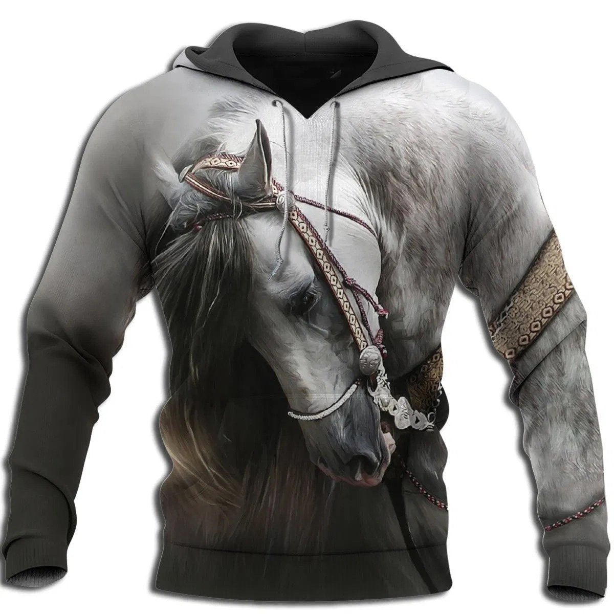 Horse Pattern Hoodie For Horse Inspired Streetwear Holidays And Comfortable Outfits