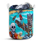 Small Size Skull And Tiki Summer Vibe Laundry Basket For Bathroom Bedroom Storage