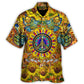 Sunflower Hippie Peace Hawaiian Shirt For Summer Events Coastal Travel And Comfortable Styling