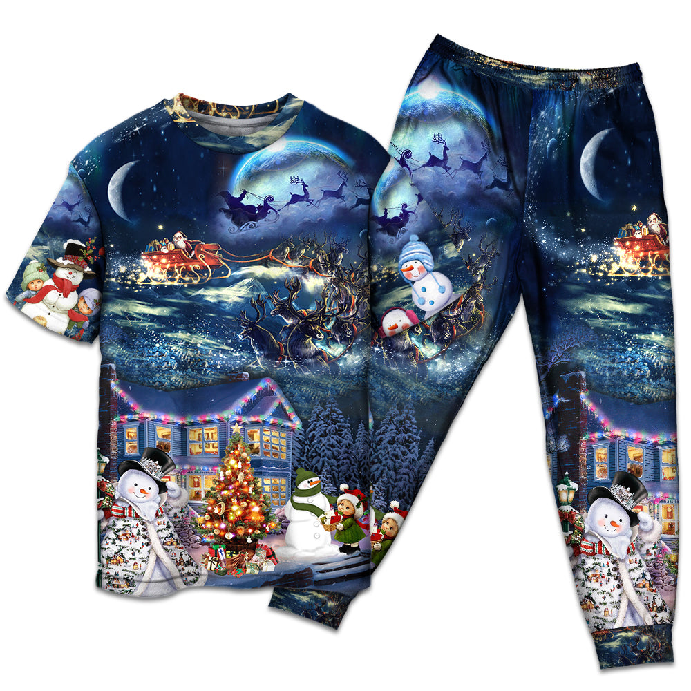 Santa Family Holiday Love Short Sleeve Pajamas Set For Christmas Sleepwear And Family Lounging