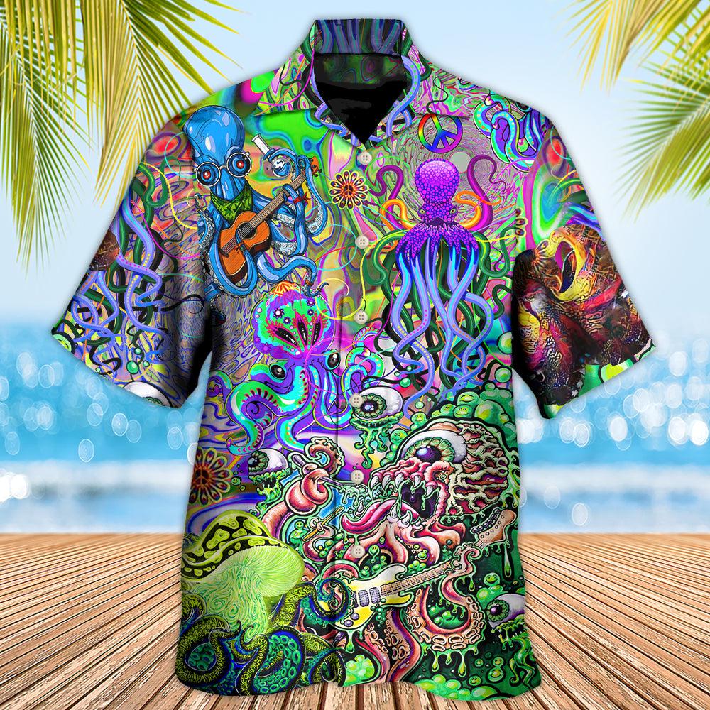 Funny Bohemian Colorful Octopus Music Ocean Hawaiian Shirt For Poolside Relaxation And Sunny Getaways