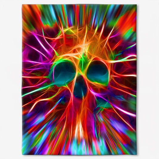 Skull Rainbow Color Love Flannel Blanket For Cozy Bedroom Sofa Decor