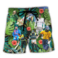 Cricket Sport Funny Play Tropical Art Style Beach Shorts For Sports Fan Vacation Wear