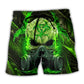 Green Skull Beach Shorts For Summer Vacations And Thoughtful Gift Giving
