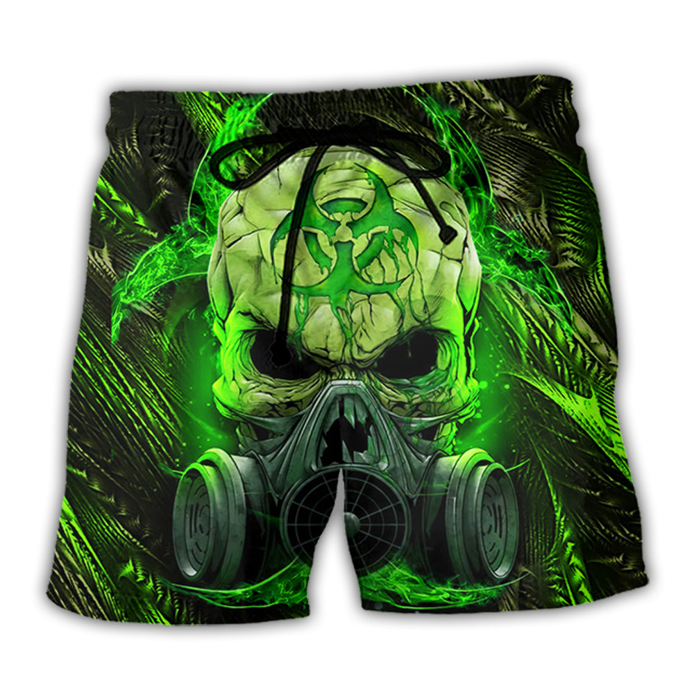 Green Skull Beach Shorts For Summer Vacations And Thoughtful Gift Giving