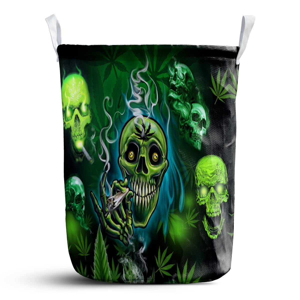 Bold Skull Green Graphic Laundry Basket For Room Home Organizer