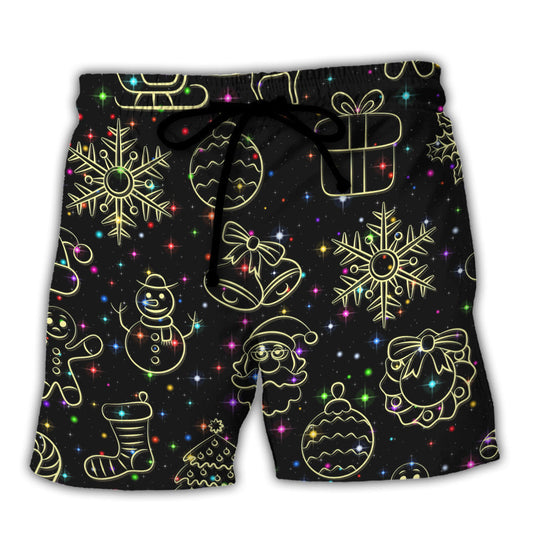 Christmas Neon Light Beach Shorts For Casual Day Trips And Easy Warm Weather Wear