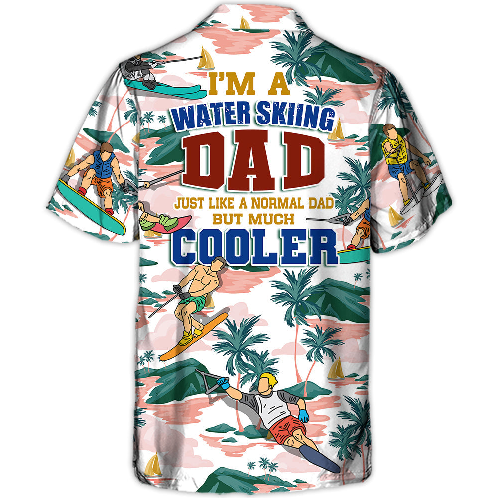 Waterskiing Water Dad Beach Hawaiian Shirt Detailed Pattern View For Vacation Style