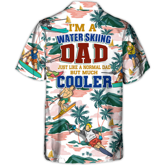 Waterskiing Water Dad Beach Hawaiian Shirt Detailed Pattern View For Vacation Style
