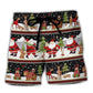 Christmas Happy Night Santa Reindeer Bear Beach Shorts For Summer Vacation And Coastal Travel