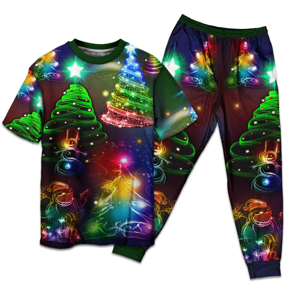 Joyful Christmas Holiday Wishes Short Sleeve Pajamas Set For Holiday Bedtime And Cozy Home Wear