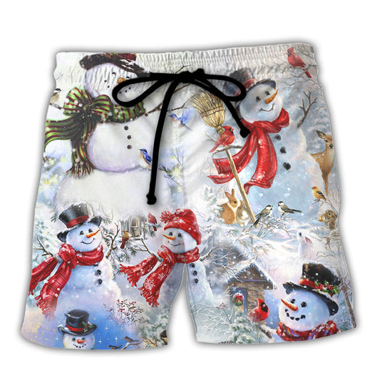Christmas Snowman Beach Shorts For Island Getaways And Easy Warm Weather Wear