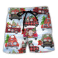 Gnome Christmas Truck Beach Shorts Pattern View For Relaxed Vacation Styling