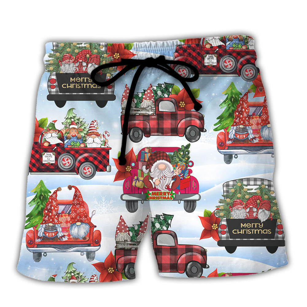 Christmas Gnome Truck Beach Shorts For Casual Day Trips And Thoughtful Gift Giving