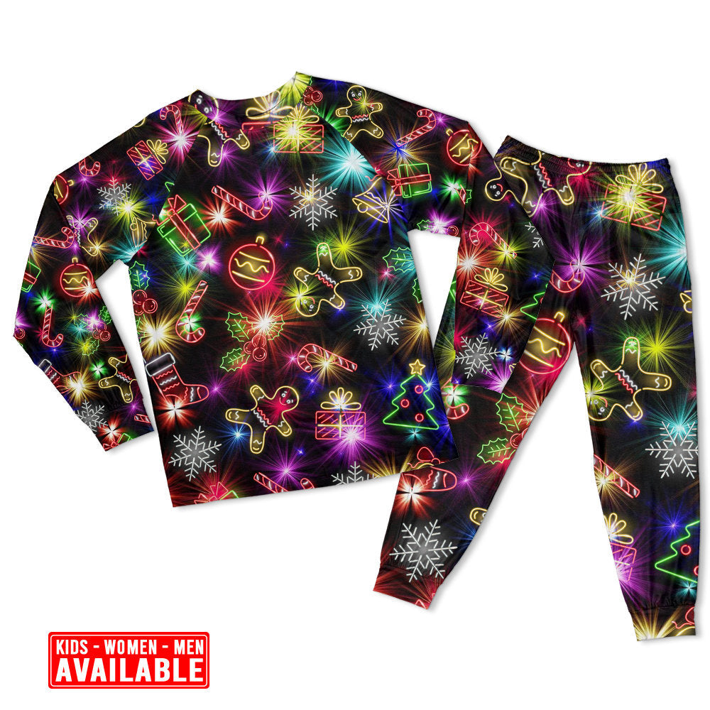 Christmas Tree Gifts Cookies And Gingerbread Long Sleeve Pajamas Set For Holiday Travel And Comfortable Home Wear