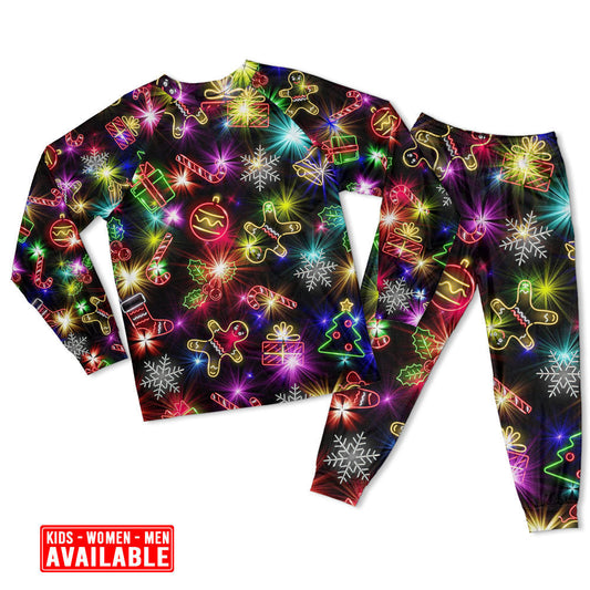 Christmas Tree Gifts Cookies And Gingerbread Long Sleeve Pajamas Set For Holiday Travel And Comfortable Home Wear