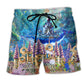 Whale Happy New Year Ocean Beach Shorts Design Detail For Coastal Escapes And Daily Wear