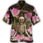 Skull Yoga Lotus Spiritual Energy Hawaiian Shirt For Resort Trips, Coastal Parties, And Warm Weather Style