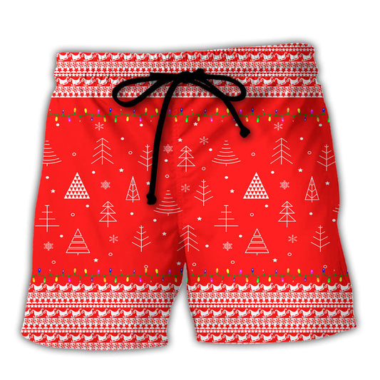 Cat Wreck The Tree Christmas Red Theme Beach Shorts For Seasonal Summer Travel