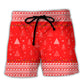 Christmas Red Cat Tree Beach Shorts For Tropical Holidays And Bright Seasonal Outfits