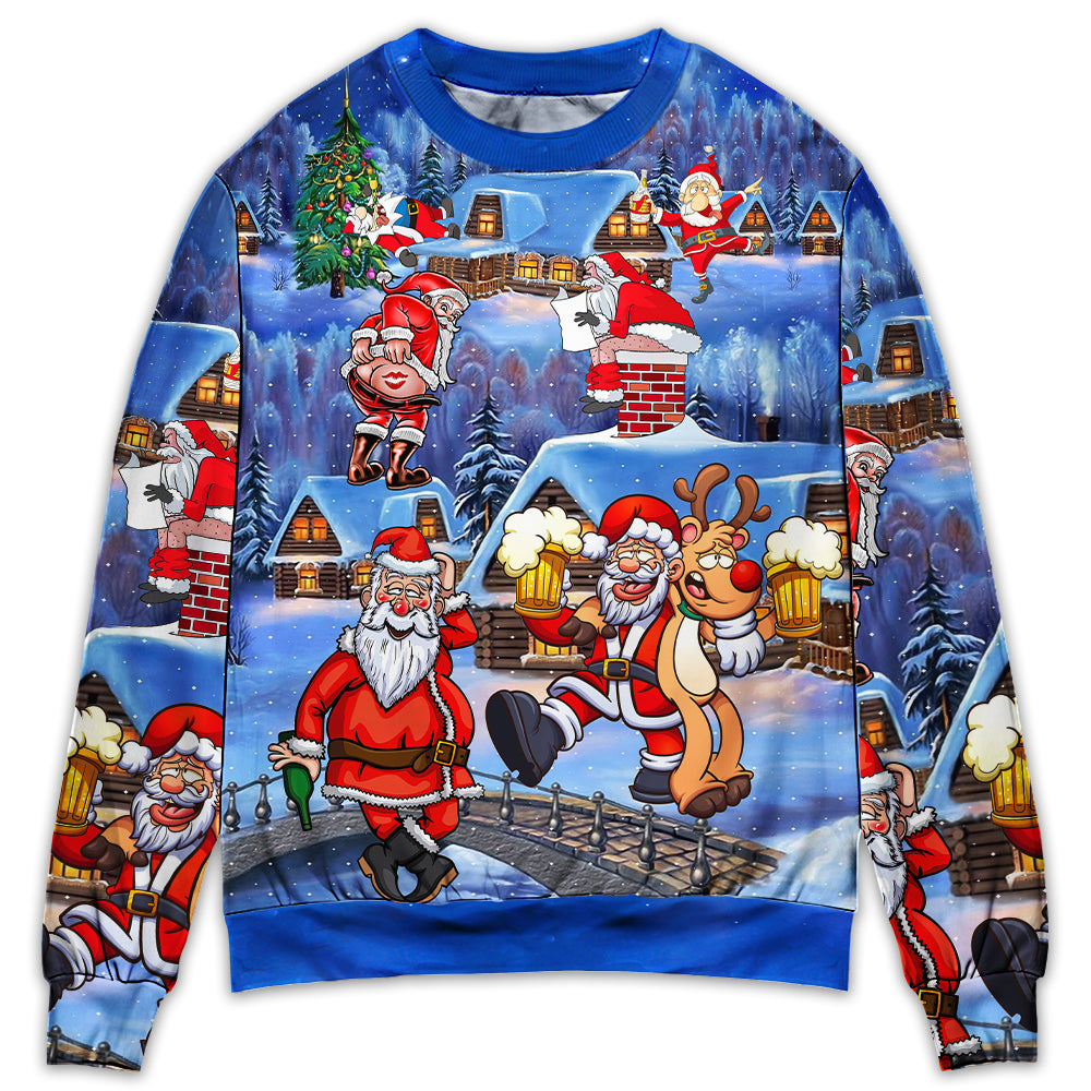 Christmas Santa Drunk Beer Troll Cheerful Sweater For Winter Parties Seasonal Adventures And Relaxed Everyday Styling