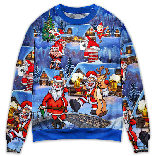 Christmas Santa Drunk Beer Troll Cheerful Sweater For Winter Parties Seasonal Adventures And Relaxed Everyday Styling