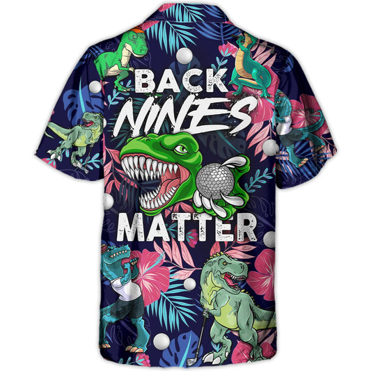 Tropical Funny Golf Dinosaur Hawaiian Shirt For Resort Trips, Coastal Parties, And Warm Weather Style