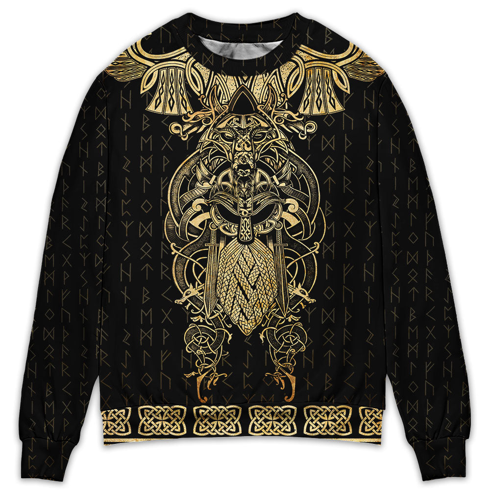 Viking Warrior Golden Raven Sweater For Mythic Art Fans Travel Adventures And Distinctive Gifting