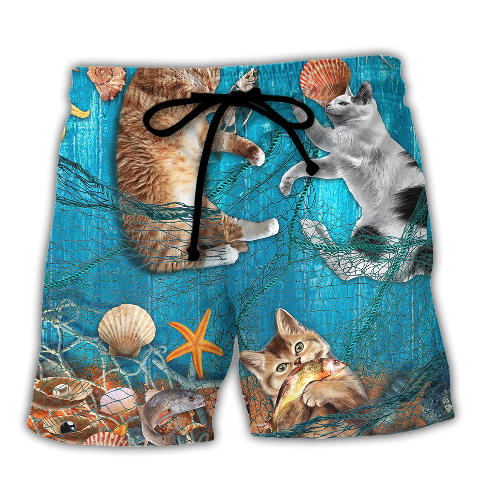 Cat Lazy Day On The Beach Shorts For Relaxed Warm Weather Wear