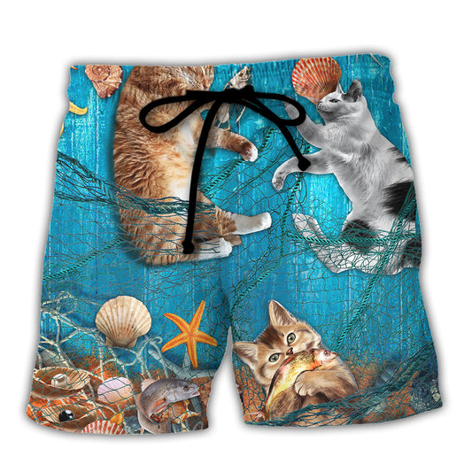 Coastal Cat Beach Shorts For Oceanfront Escapes And Thoughtful Gift Giving